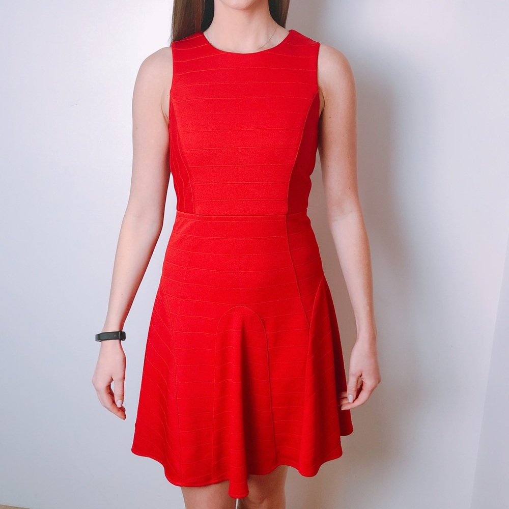 4c Red Sleeveless Fit and Flare Dress- Like New!